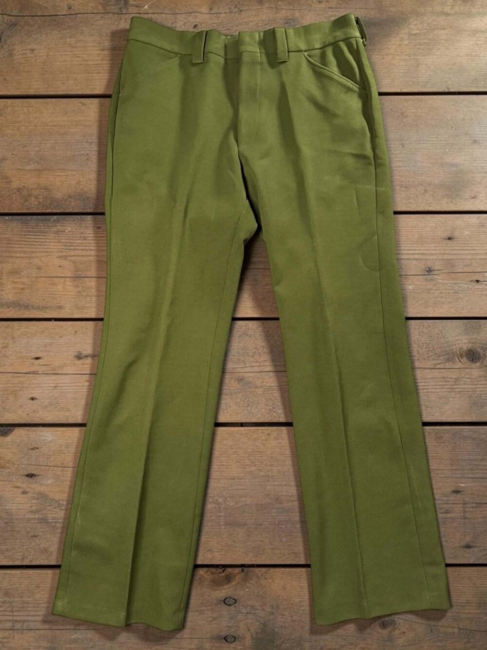Vtg 70s Montgomery Ward Men's Polyester Knit Trousers Green 33x30 Disco Retro